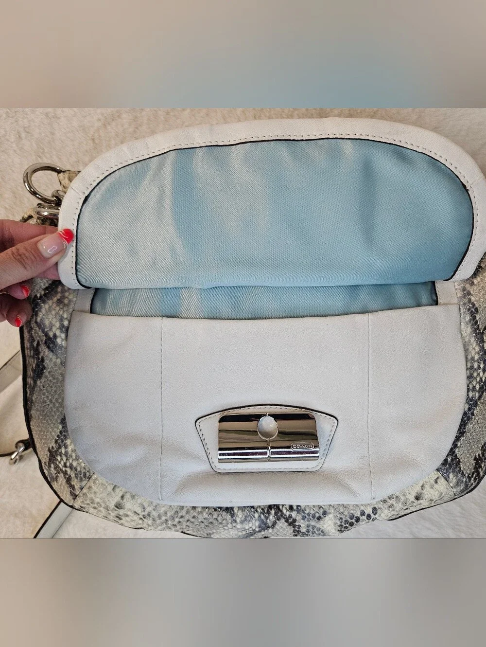 Coach Python Embossed Off White Kristin Hobo Bag 2011